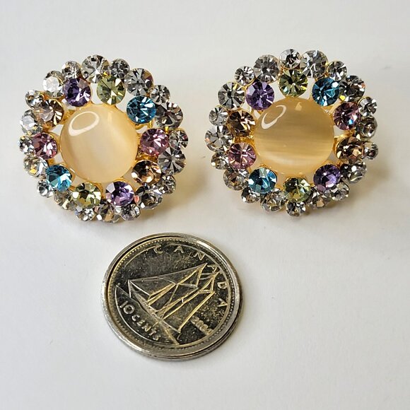 Colorful Crystal Round Earrings - Picture 4 of 10